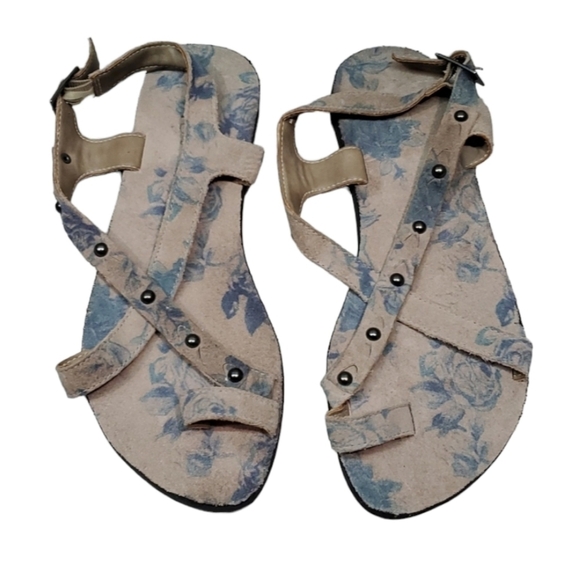 OTBT Womens Floral Loop Toe Sandals Flats shoes sz 7 - Picture 1 of 12